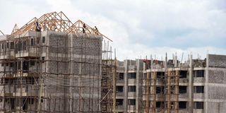 An apartment under construction at Hill School Estate in Eldoret town