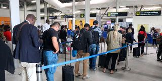 International passengers arrive at the Jomo Kenyatta International Airport