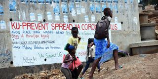 Covid message in Kibera