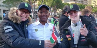 Oliver Solberg, Petter Solberg and Phineas Kimathi