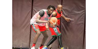 Kenya Morans Ariel Okal and Eric Mutoro in training
