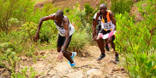 Athletes compete in 10km race during the Athletics Kenya Mountain running championships in Naivasha