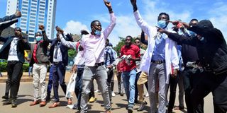 Protesting UoN students