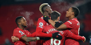 Manchester United midfielder Bruno Fernandes celebrates