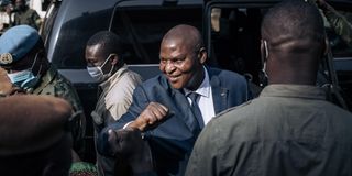 Central African Republic President Faustin Archange Touadera arrives at a polling station in December 2020.