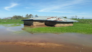 Houses marooned by water from Lake Victoria on December 16, 2020.
