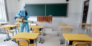 School disinfection in Hebei