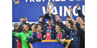 PSG players celebrate winning Champions Trophy