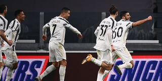 Juventus midfielder Hamza Rafia (right) celebrates after scoring