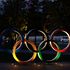 Olympic Rings are seen near the National Stadium, the main venue for the Tokyo 2020 Olympic and Paralympic Games