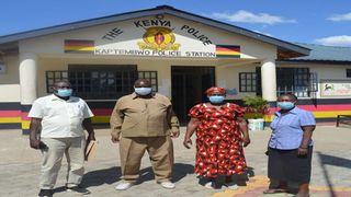 Members of the Kaptembwo Community Policing group at Kaptembwo Police station in Nakuru West in December 2020.