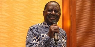 ODM leader Raila Odinga at Nairobi Serena Hotel on January 26, 2021.