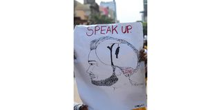 A drawing on suicidal thoughts during the 2019 World Mental Health Day in Nairobi.