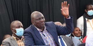 Deputy President William Ruto at a political rally at Ruthimitu Secondary School in Nairobi on January 24, 2021.