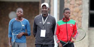Angela Okutoyi, Roselinda Asumwa and coach Peter Wachira