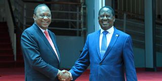 Uhuru and Raila handshake