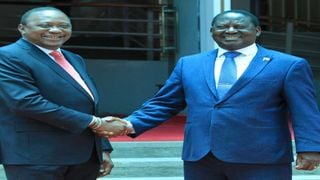 Uhuru and Raila handshake