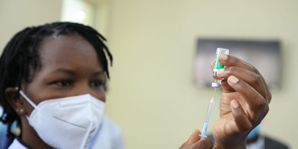 A medic prepares Covid-19 vaccine on March 5 at KNH. [Photo/ Nation]