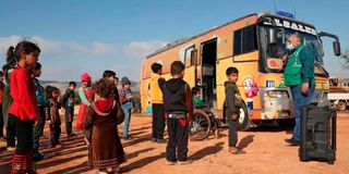 Children take part in an outdoor activity