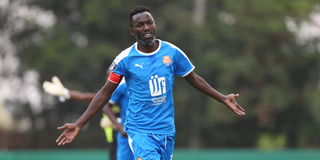 Nairobi City Stars midfielder Anthony "Muki" Kimani celebrates against Tusker