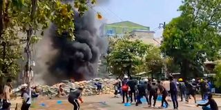 Protesters in Myanmar