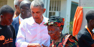 Barack Obama with Mama Sarah Obama