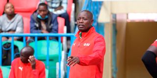 General Service Unit (GSU) coach Gideon Tarus reacts on the touchline