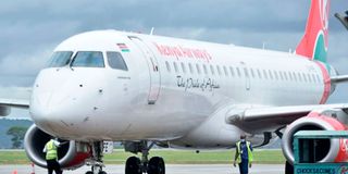 Kenya Airways plane in Mombasa