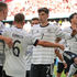 Germany players celebrate their second goal 