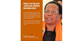 Zambia Chief Justice Irene Mambilima