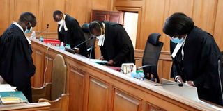 Court of Appeal President Justice Daniel Musinga Justices Roselyn Nambuye and Hannah Okwengu
