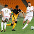 Wydad's Yahya Attiat and Walid El Karti vie with Kaizer Chiefs’ Nkosingiphile Ngcobo