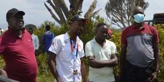 The Federation of motorsport club of Uganda officials led by Gerald Kalera watch Safari Rally