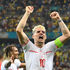 Switzerland's midfielder Granit Xhaka celebrates the team's win 