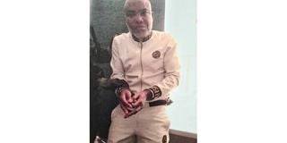 A handcuffed Nnamdi Kanu