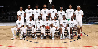 Nigeria Men's National Team pose for a group photo after the game against the Australia Men's National Team