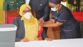 Tanzanian President Samia Suluhu gets Covid-19 vaccine jab