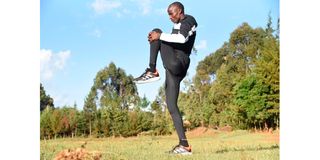 Charles Simotwo trains at Iten in Elgeyo Marakwet County on June 23, 2021 ahead of the Tokyo 2020 Olympic Games. 
