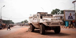 A Minusca patrol team in Bangui