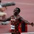 Kenya's Ferdinand Omanyala reacts after finishing third