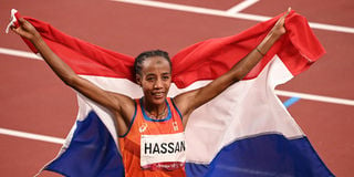 Netherlands Sifan Hassan celebrates with flag