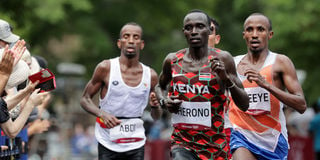 Abdi Nageye, Abdi Bashir and Lawrence Cherono men's marathon