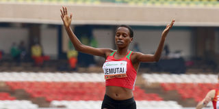 Kenya's Winnie Jemutai celebrates
