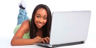 teenager on laptop