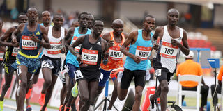 Athletes compete in the men's 10,000m race during Kip Keino Classic