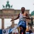Ethiopia's Kenenisa Bekele crosses the finish line to win the Berlin Marathon