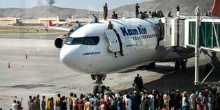 Afghans at Kabul airport