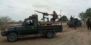 KDF soldiers on patrol on Lamu