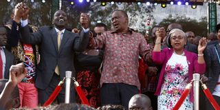 William Ruto, President Uhuru Kenyatta First Lady Margaret Kenyatta icc prayer rally