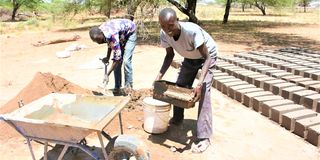 making bricks in Longopito village, Oldonyiro